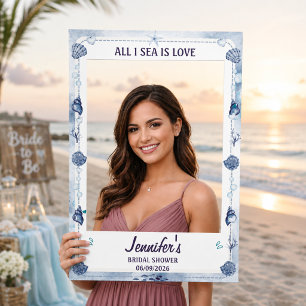 Watercolor Seashe Bridal Shower Coastal Nautical Selfie Frame