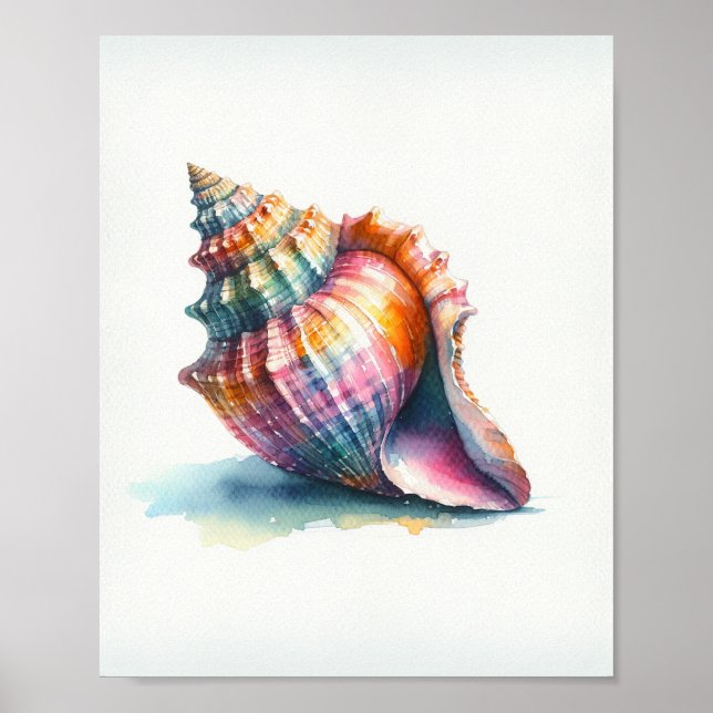 Watercolor Seashell Art Poster (Front)