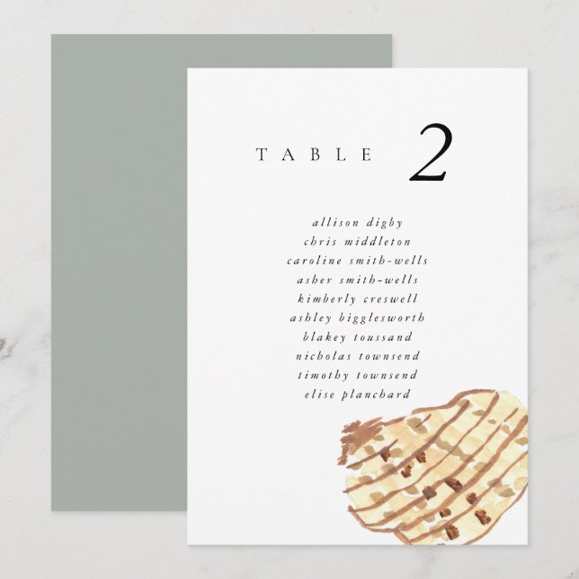 Watercolor Seashell Beach 5x7" Wedding Seat Chart (Front/Back)