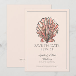 Watercolor Seashell Beach Wedding Save The Date