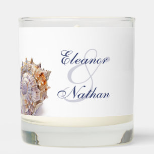 Watercolor Seashell Beach Wedding Scented Candle