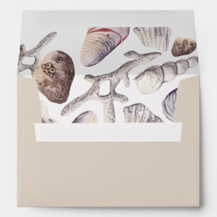 Watercolor Seashell Coral Card Envelope
