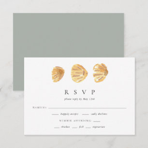 Watercolor Seashell Elegant Minimal Wedding RSVP Card