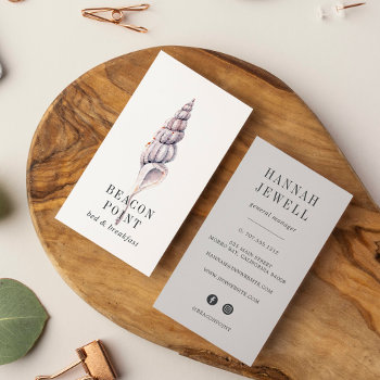 Watercolor Seashell Hospitality Business Card by RedwoodAndVine at Zazzle