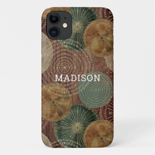 Watercolor Seashell Nautical Wooden Personalized Case-Mate iPhone Case (Back)