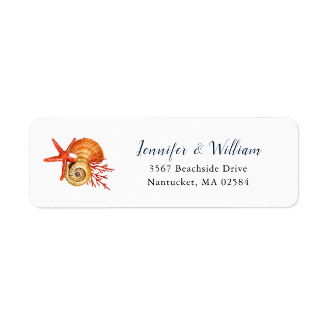 Watercolor seashell return address label (Front)