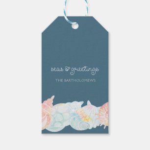 Watercolor Seashell Seas and Greetings Gift Tag