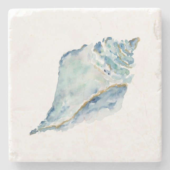 Watercolor Seashell Stone Coaster (Front)