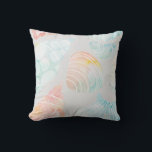 Watercolor Seashell Throw Pillow<br><div class="desc">Watercolor seashell pattern in shades of aqua and coral.</div>