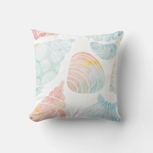 Watercolor Seashell Throw Pillow