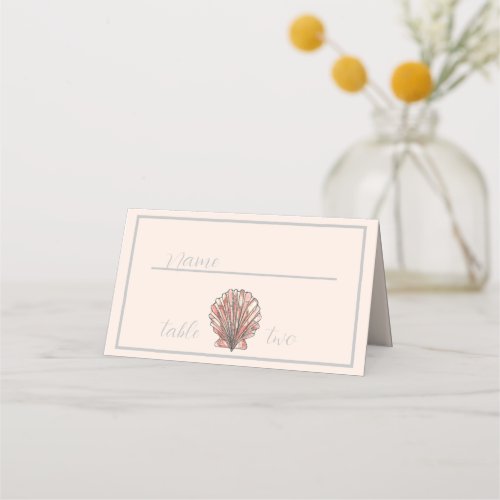 Watercolor Seashell Wedding Table Number Place Card