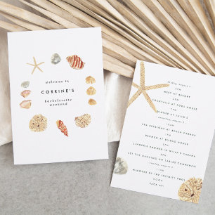 Watercolor Seashells Bachelorette Party Itinerary Invitation