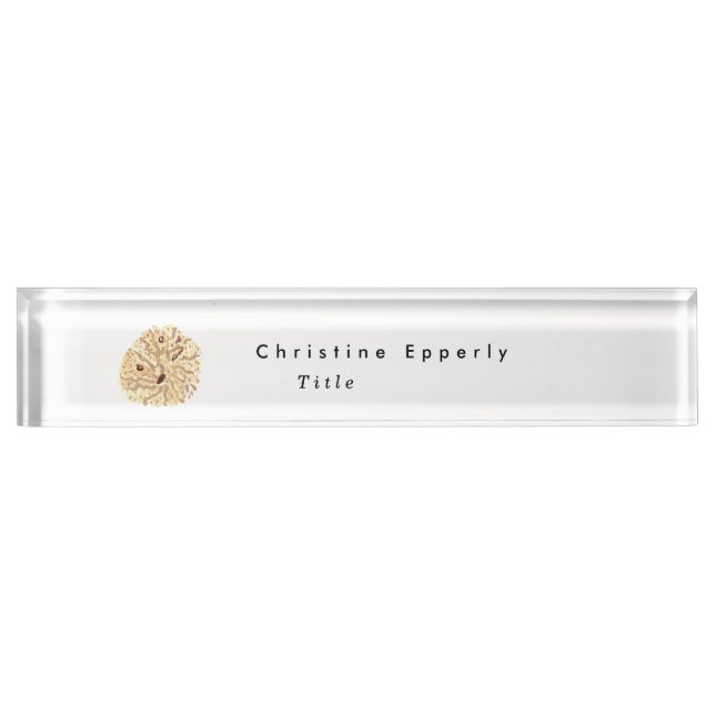 Watercolor Seashells Beach House Vacation Rental Desk Name Plate (Front)