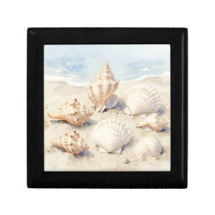 Watercolor Seashells Beach Scene Gift Box
