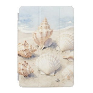 Watercolor Seashells Beach Scene iPad Mini Cover