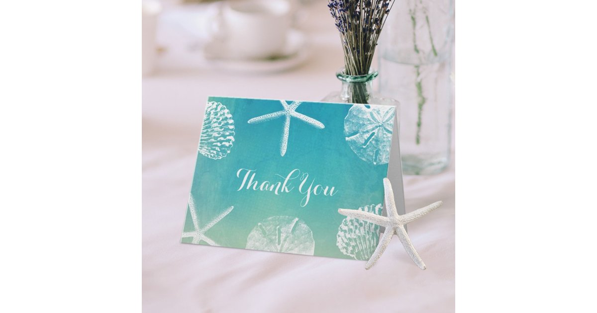 Watercolor Seashells Beach WeddingThank You Thank You Card | Zazzle