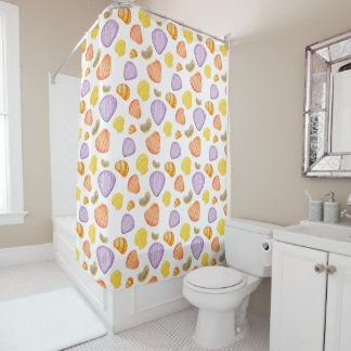 Watercolor Seashells Colorful Shower Curtain