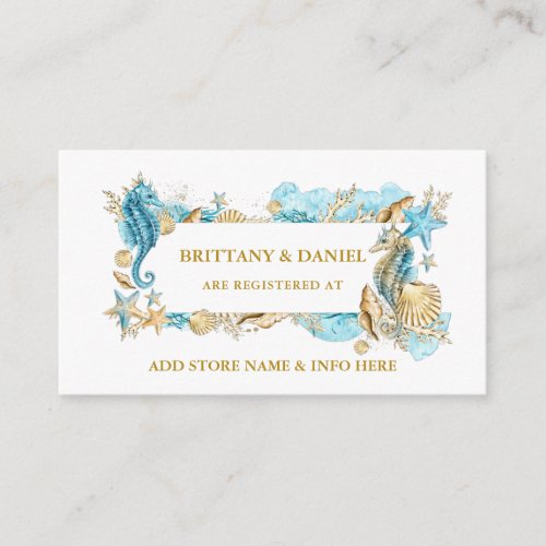 Watercolor Seashells Coral Blue Wedding Registry Enclosure Card