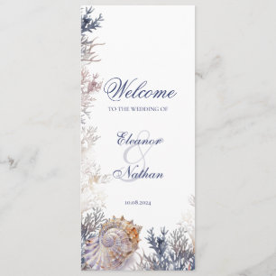 Watercolor Seashells & Corals Wedding Program