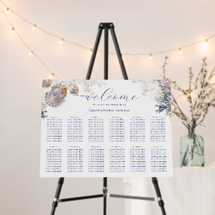 Watercolor Seashells Corals Wedding Seating Chart Foam Board