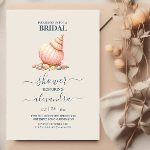 Watercolor Seashells Elegant Minimalist Bridal Sho Invitation