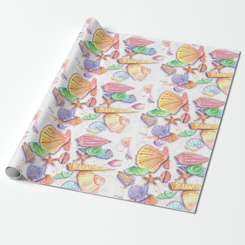 Watercolor Seashells Gift Wrapping Paper