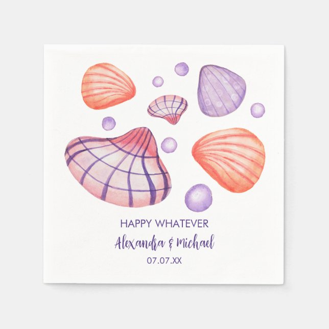 Watercolor Seashells Paper Napkins (Front)