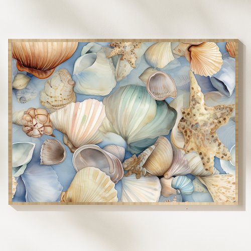 Watercolor Seashells Pattern Poster