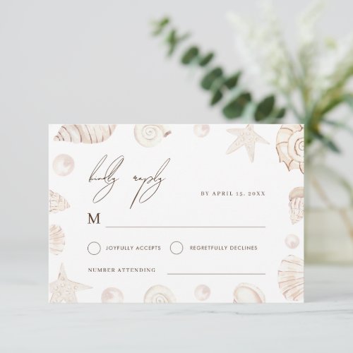Watercolor Seashells & Pearls Nautical Wedding