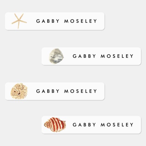 Watercolor Seashells Personalized Name Labels