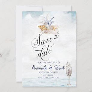 Watercolor Seashells,Sea Save The Date