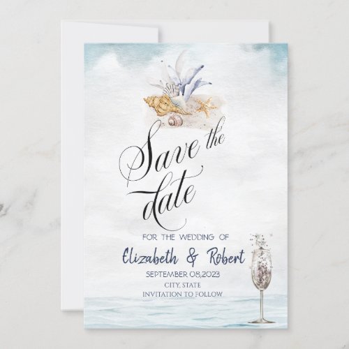 Watercolor SeashellsSea Save The Date