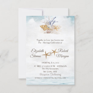 Watercolor Seashells,Sea Wedding Invitation