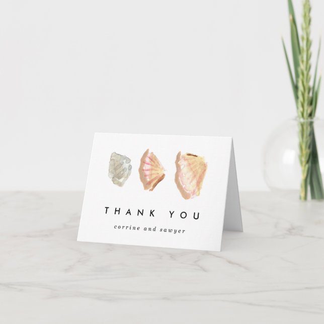 Watercolor Seashells Thank You Greeting Card (Front)