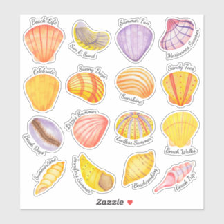 Watercolor Seashells Vinyl Stickers
