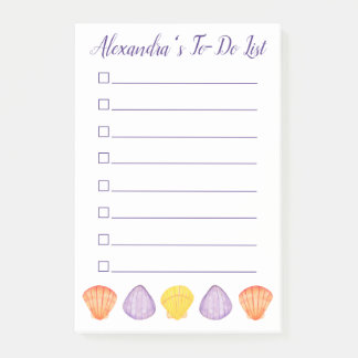 Watercolor Seashells with Name Listicle Post-it Notes