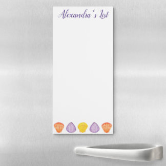 Watercolor Seashells with Name Magnetic Notepad