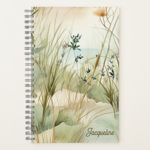 Watercolor Seaside Ocean Beach Landscape  Notebook