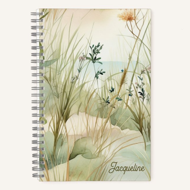 Watercolor Seaside Ocean Beach Landscape  Notebook (Front)