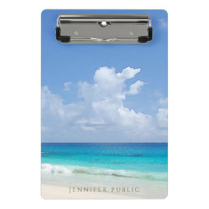 Watercolor Seaside Waves Modern Elegant Template Mini Clipboard