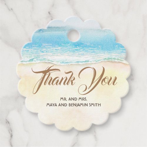 Watercolor Seaside Wedding Thank You Favor Tags
