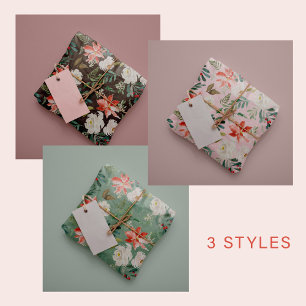 Watercolor seasonal floral Christmas elegant Wrapping Paper Sheets