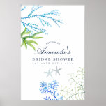 Watercolor Seaweed Beach Bridal Shower Welcome Poster at Zazzle