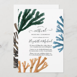 Watercolor Seaweed Beach Online Virtual Wedding Invitation