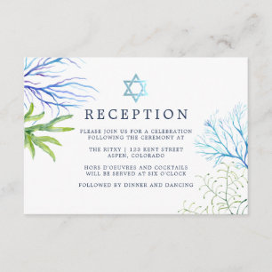 Watercolor Seaweed Beach Themed Bat Mitzvah Enclosure Card