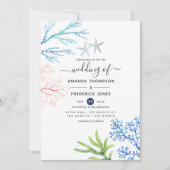 Watercolor Seaweed Beach Themed Wedding Invitation (Front)