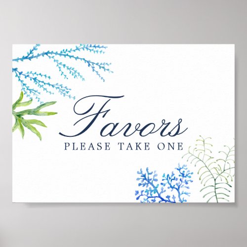 Watercolor Seaweed Beach Wedding Favor Sign