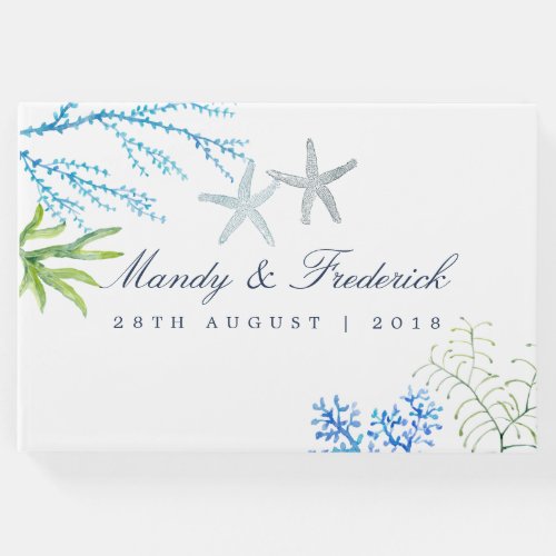 Watercolor Seaweed Beach Wedding Guest Book