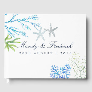 Watercolor Seaweed Beach Wedding Guest Book