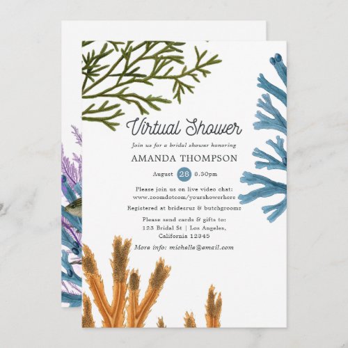 Watercolor Seaweed Virtual Bridal Shower Invitation